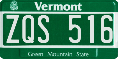 VT license plate ZQS516