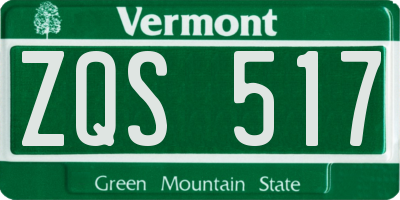 VT license plate ZQS517