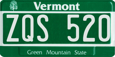 VT license plate ZQS520