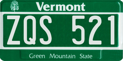 VT license plate ZQS521