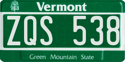 VT license plate ZQS538