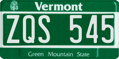 VT license plate ZQS545