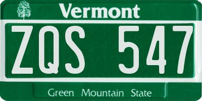 VT license plate ZQS547