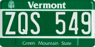VT license plate ZQS549
