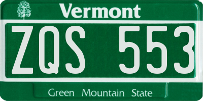 VT license plate ZQS553
