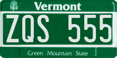 VT license plate ZQS555