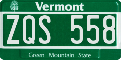 VT license plate ZQS558