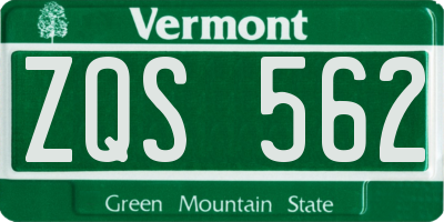 VT license plate ZQS562