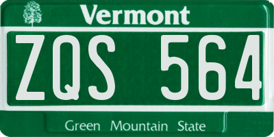 VT license plate ZQS564
