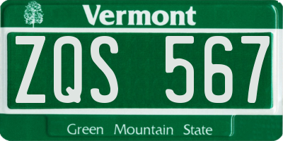 VT license plate ZQS567