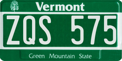 VT license plate ZQS575