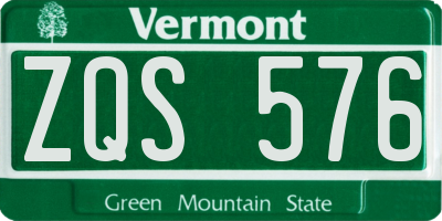 VT license plate ZQS576