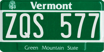 VT license plate ZQS577