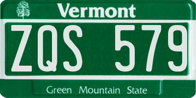 VT license plate ZQS579
