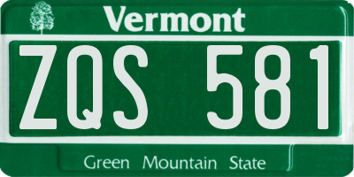 VT license plate ZQS581
