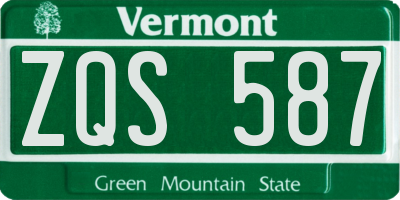 VT license plate ZQS587