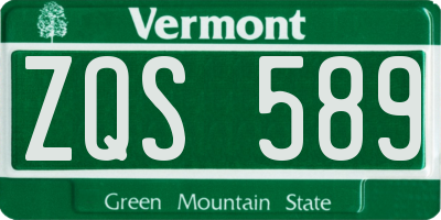 VT license plate ZQS589