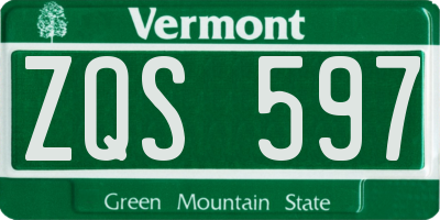 VT license plate ZQS597