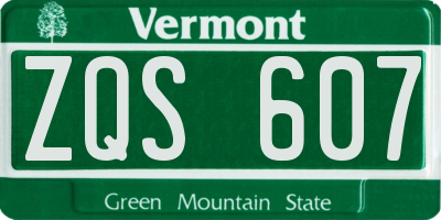 VT license plate ZQS607