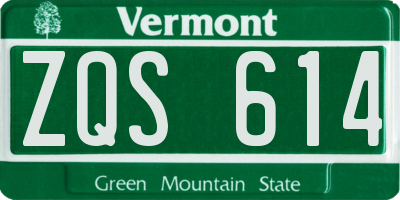 VT license plate ZQS614