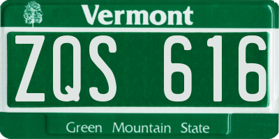 VT license plate ZQS616