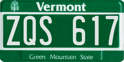 VT license plate ZQS617