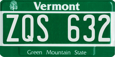 VT license plate ZQS632