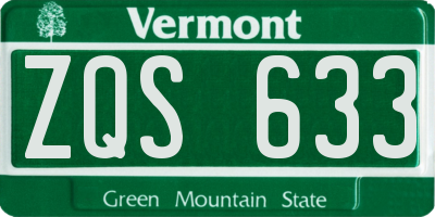 VT license plate ZQS633