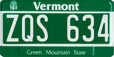 VT license plate ZQS634