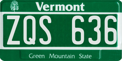 VT license plate ZQS636