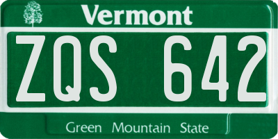 VT license plate ZQS642