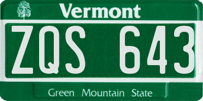 VT license plate ZQS643