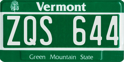 VT license plate ZQS644