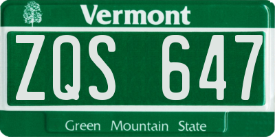 VT license plate ZQS647