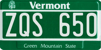VT license plate ZQS650