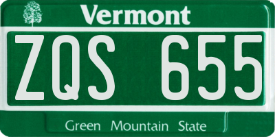 VT license plate ZQS655