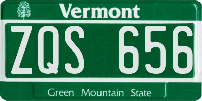 VT license plate ZQS656