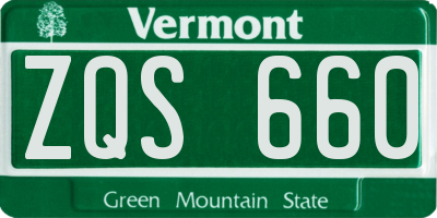VT license plate ZQS660