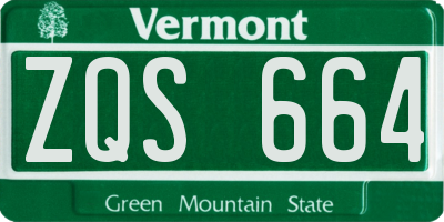 VT license plate ZQS664