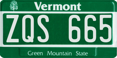 VT license plate ZQS665