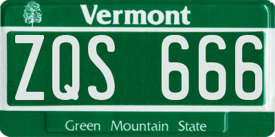 VT license plate ZQS666