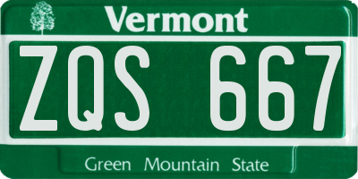 VT license plate ZQS667