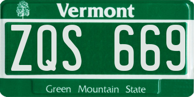 VT license plate ZQS669