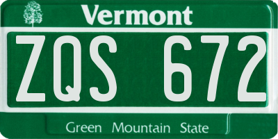 VT license plate ZQS672