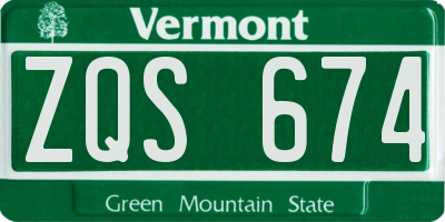 VT license plate ZQS674