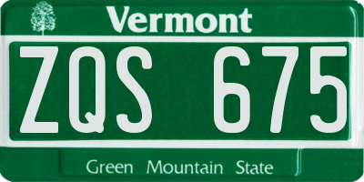 VT license plate ZQS675