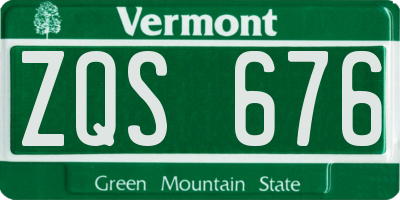 VT license plate ZQS676