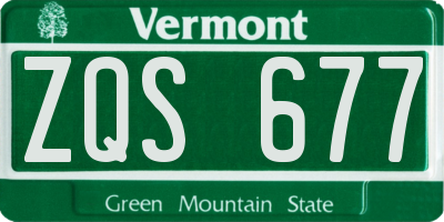 VT license plate ZQS677