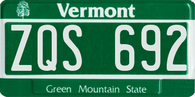 VT license plate ZQS692