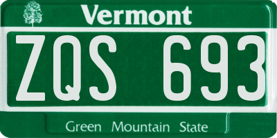 VT license plate ZQS693